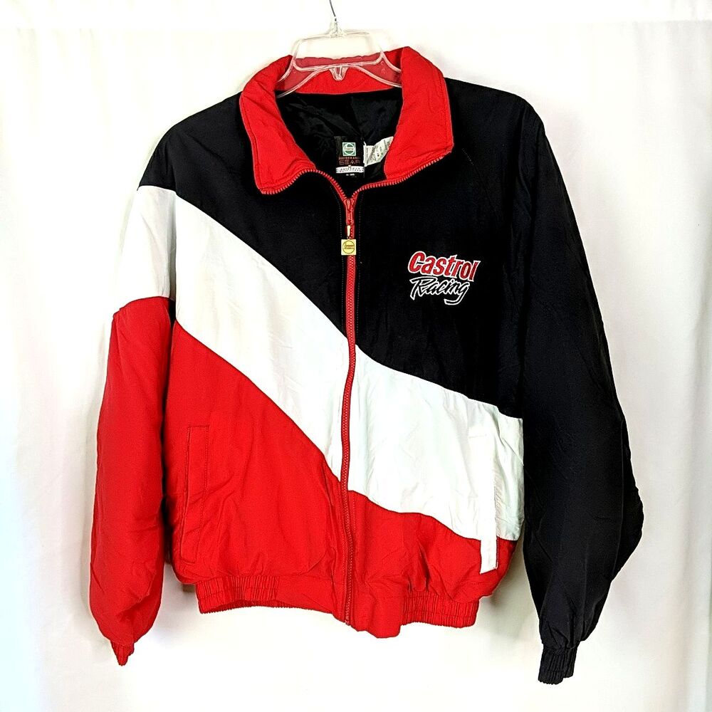 Castrol Racing Osterman Outfitters Jacket Men Size Large Black White Red USA